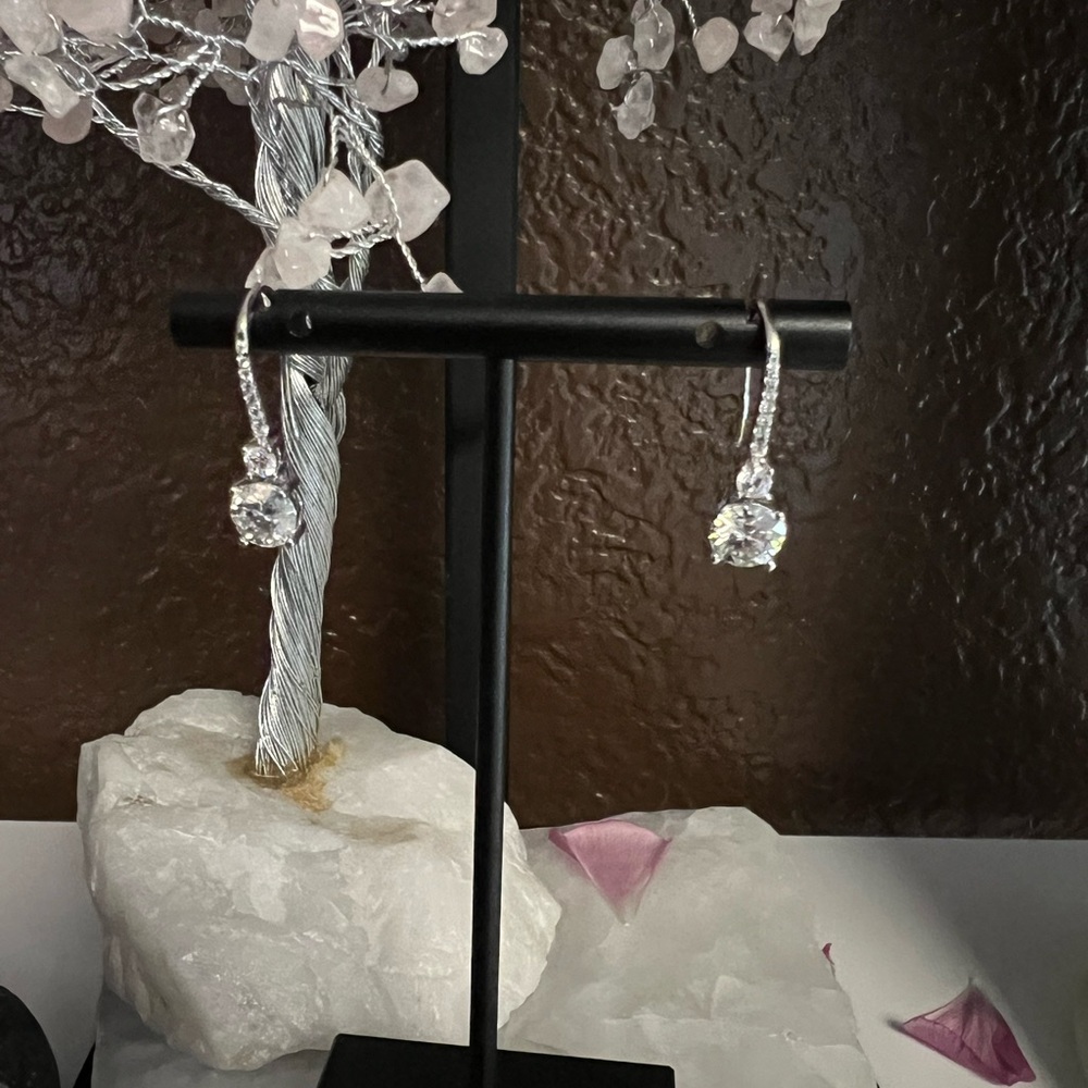 Moissanite Elegant Sterling Silver Drop Earrings - 2ctw